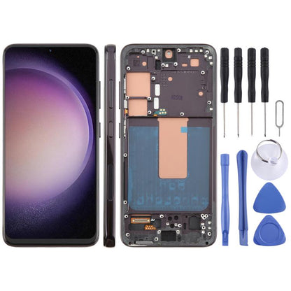 For Samsung Galaxy S23 SM-S911U US Version TFT LCD Screen Digitizer Full Assembly with Frame