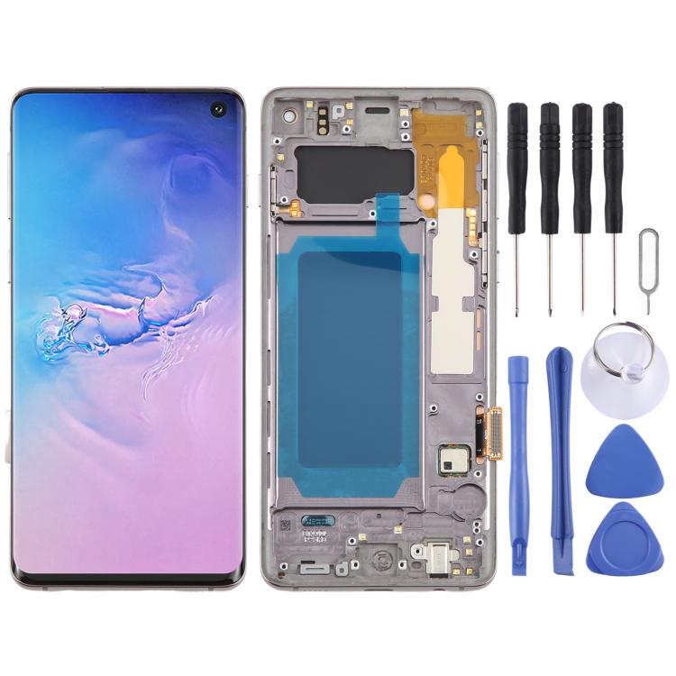 Écran OLED LCD complet avec cadre pour Samsung Galaxy S10 4G SM-G973, For Samsung Galaxy S10 4G