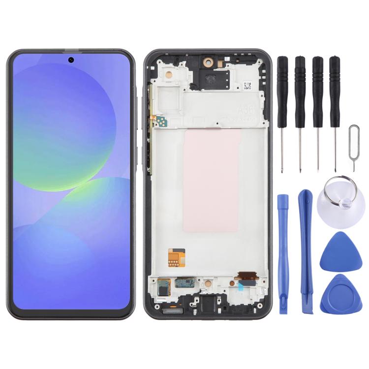 Écran LCD complet avec cadre pour Galaxy A36 SM-A366B (cell incell), sans lecteur d'empreintes digitales., For Galaxy A36