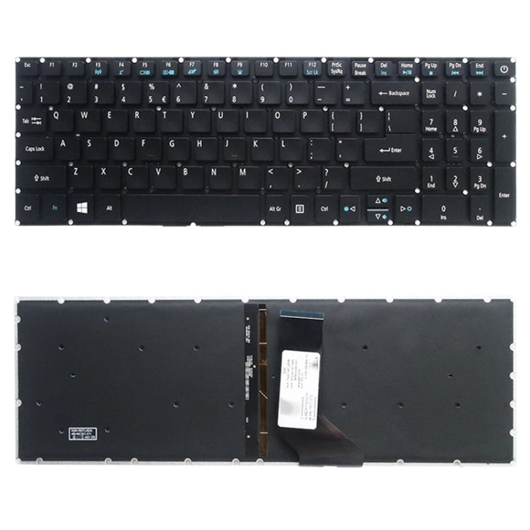 Clavier version américaine avec rétroéclairage du clavier pour Acer Aspire E5-532 E5-522 E5-573 E5-574 E5-722 E5-752 E5-772 E5-773 E5-575 V5-591G V3-574G F5-573G E15 E5-582P