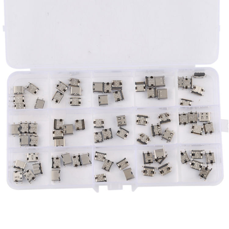 Connecteur de Port de chargement USB Type C 75 pièces/ensemble, 6 broches/12 broches/16 broches/14 broches/24 broches, pour Huawei / Samsung / Xiaomi, Etc.