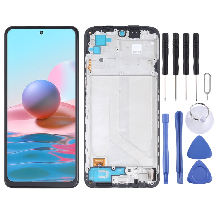 Écran LCD en matériau OLED et numériseur complet avec cadre pour Xiaomi Redmi Note 10 4G / Redmi Note 10s 4G / Redmi Note 11 SE India / Poco M5s M2101K7AI M2101K7AG M2101K7BG M2101K7BI M2101K7BNY
