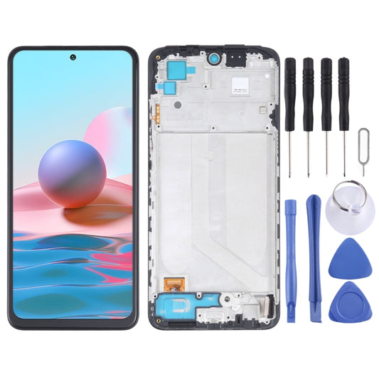 Écran LCD en matériau OLED et numériseur complet avec cadre pour Xiaomi Redmi Note 10 4G / Redmi Note 10s 4G / Redmi Note 11 SE India / Poco M5s M2101K7AI M2101K7AG M2101K7BG M2101K7BI M2101K7BNY