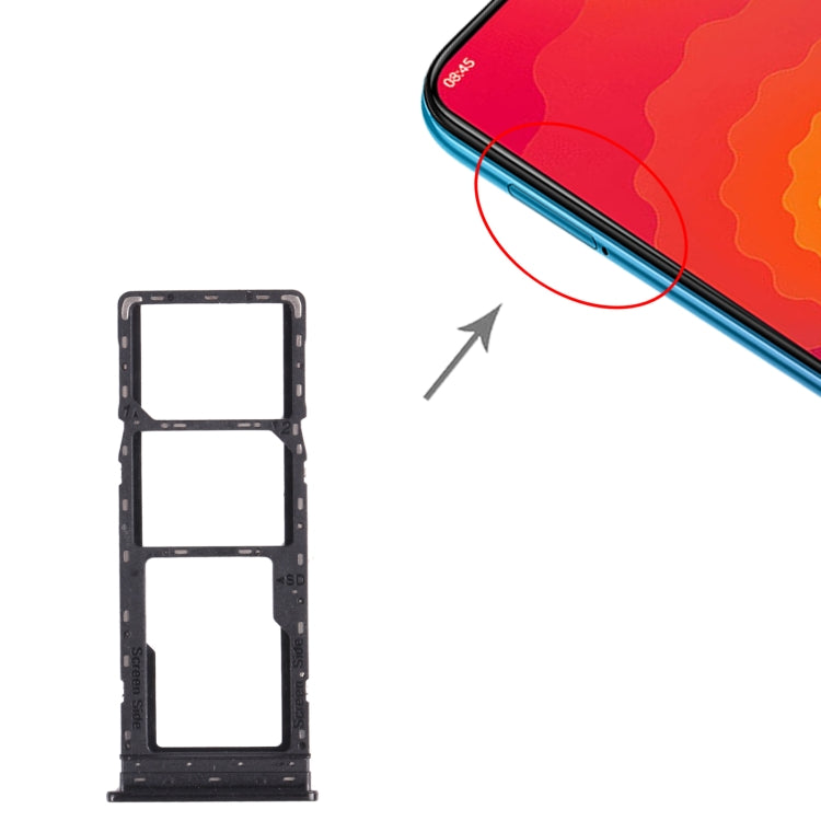 Pour Tecno Spark 4 / Camon 12 KC2 KC8 CC7 Plateau de carte SIM + Plateau de carte SIM + Plateau de carte Micro SD