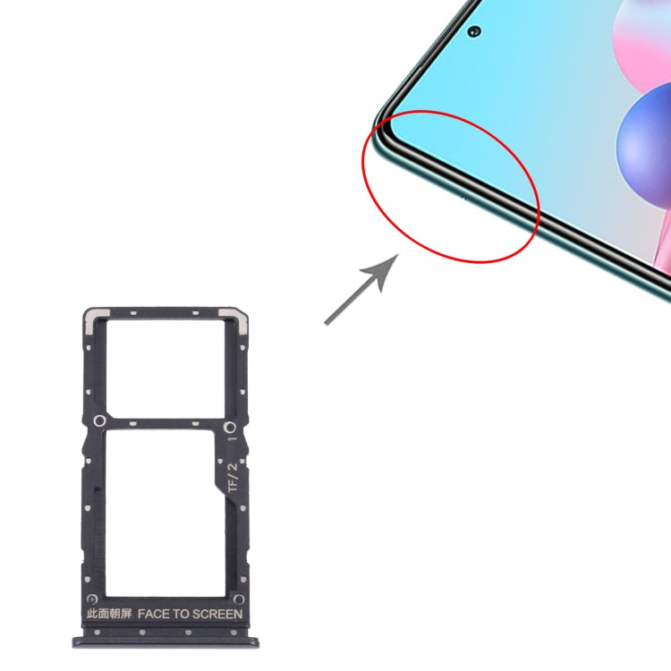 Tiroir Carte SIM + Tiroir Carte SIM / Tiroir Carte Micro SD pour Xiaomi Redmi Note 10 5G / Poco M3 Pro 5G / Redmi Note 10T 5G M2103K19G M2103K19C M2103K19PG M2103K19PI