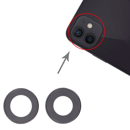 Lentille en verre de caméra arrière, 2 pièces, anneau de protection intérieur en métal pour iPhone 13