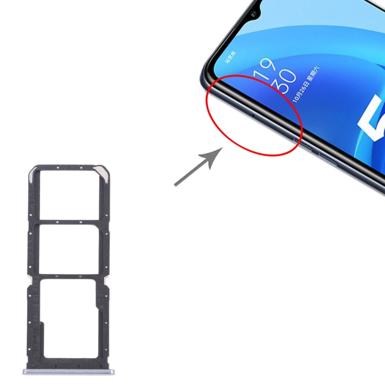 Pour OPPO A55 PEMM00, PEMM20, PEMT00, PEMT20 Plateau de carte SIM + Plateau de carte SIM + Plateau de carte Micro SD