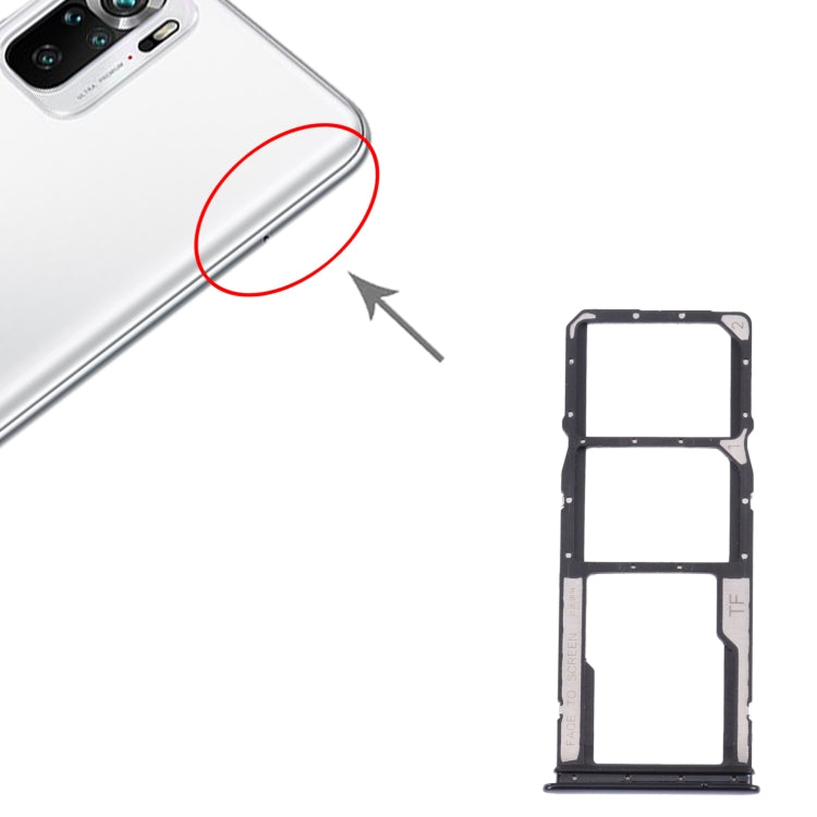 Tiroir Carte SIM + Tiroir Carte SIM + Tiroir Carte Micro SD pour Xiaomi Redmi Note 10 4G / Redmi Note 10S M2101K7AI, M2101K7AG, M2101K7BG, M2101K7BI, M2101K7BNY, M2101K7BL