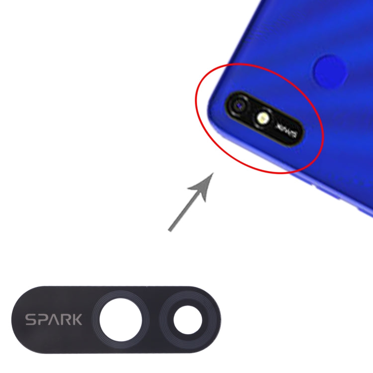 Objectif de caméra arrière pour Tecno Spark 4 Lite KC8S, 10 pièces