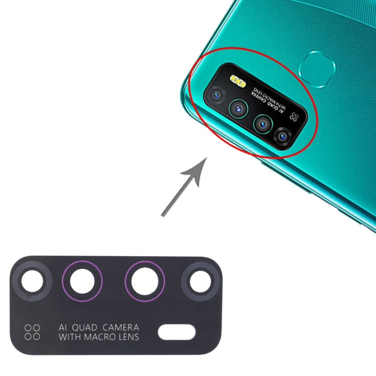 Objectif de caméra arrière pour Infinix Hot 9 X655C, X655, X655D, 10 pièces