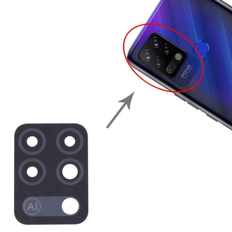 Objectif de caméra arrière pour Tecno Pova LD7, LD7j, 10 pièces
