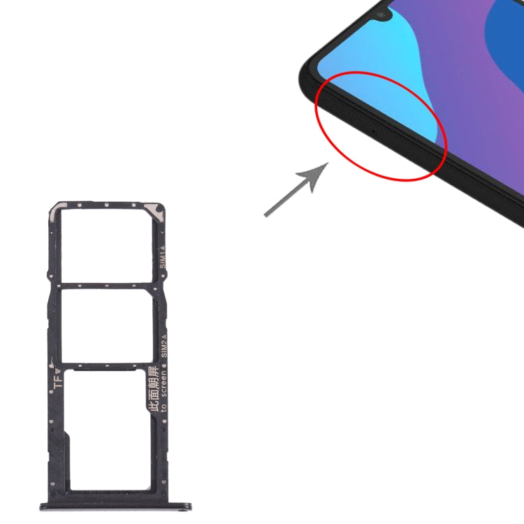 Tiroir Carte SIM + Tiroir Carte SIM + Tiroir Carte Micro SD pour Honor 9A, For Honor 9A
