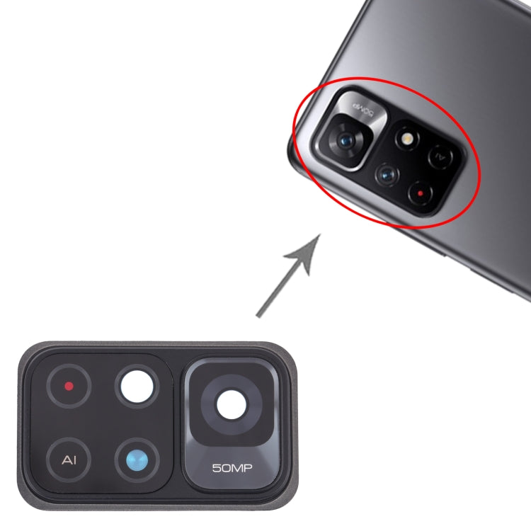 Cache d'objectif d'appareil photo pour Xiaomi Redmi Note 11 (Chine) 21091116AC / Poco M4 Pro 5G 21091116AG, MZB0BGVIN / Redmi Note 11S 5G