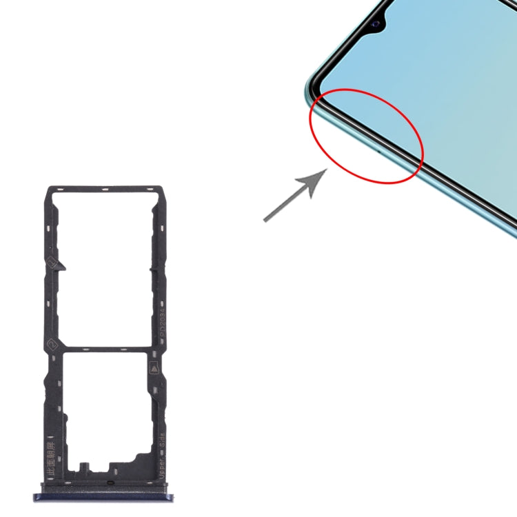 Pour vivo Y12S 2021 / Y12a V2069 Plateau de carte SIM + Plateau de carte SIM + Plateau de carte Micro SD