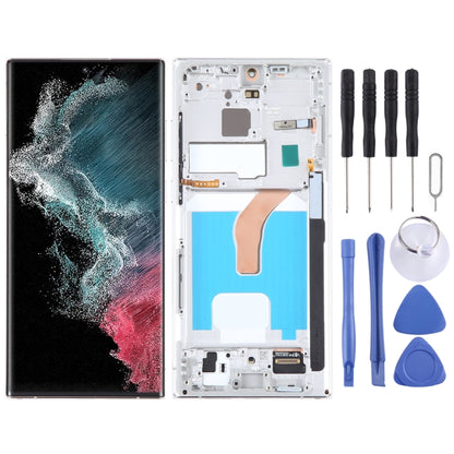 Écran LCD OLED pour Samsung Galaxy S22 Ultra 5G SM-S908B Assemblage complet du numériseur avec cadre