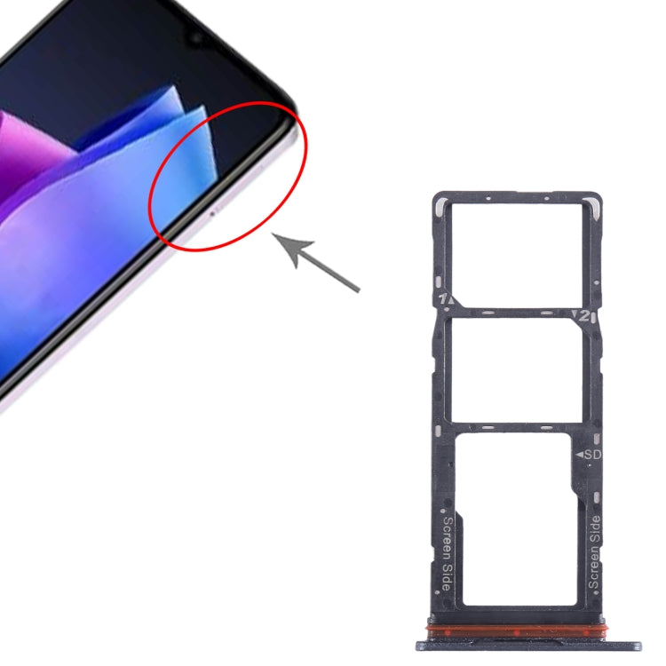 Pour Tecno Pop 7 BF6 plateau de carte SIM + plateau de carte SIM + plateau de carte Micro SD