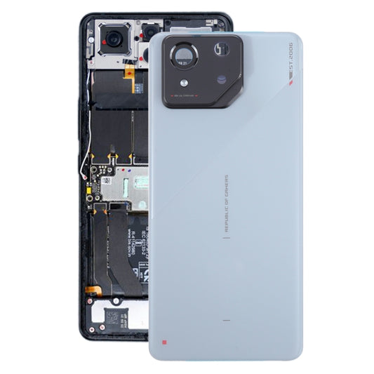 Pour Asus ROG Phone 8 AI2401 Couvercle arrière de batterie en verre d'origine avec couvercle d'objectif d'appareil photo