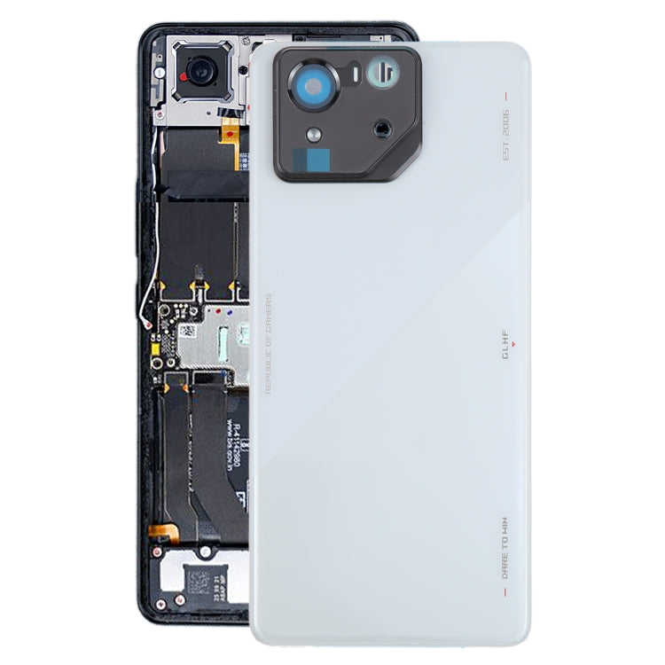 Pour Asus ROG Phone 8 Pro AI2401 AI2401_A Global Original Couvercle arrière de batterie en verre avec cadre d'appareil photo