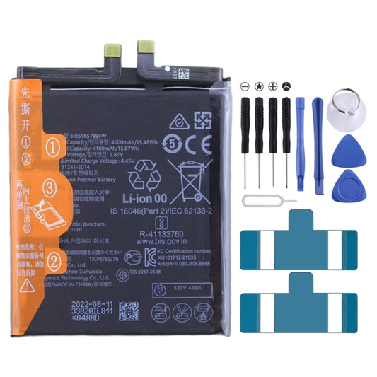 Batterie de remplacement 4100mAh pour Huawei P50 ABR-AL00 ABR-AL80 / P50E ABR-AL60 ABR-AL90 HB516578EFW