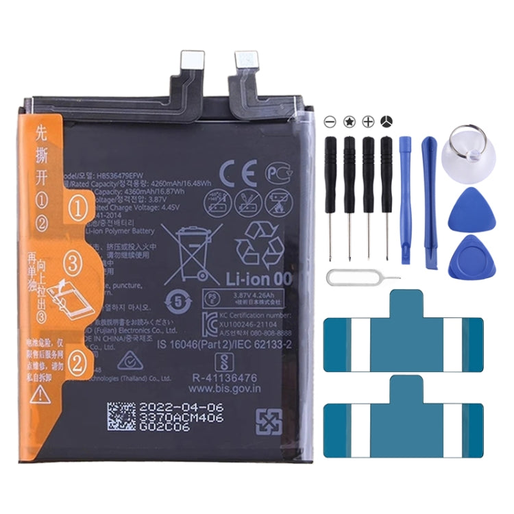 Batterie de remplacement pour Huawei P50 Pro JAD-AL00 JAD-AL60 4360mAh HB536479EFW