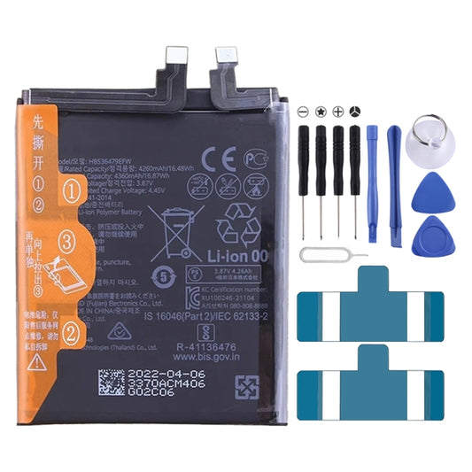 Batterie de remplacement pour Huawei P50 Pro JAD-AL00 JAD-AL60 4360mAh HB536479EFW