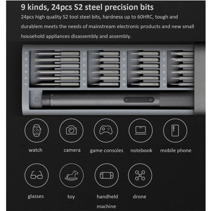 Kit de tournevis électrique de précision d'origine Xiaomi Mijia 25 en 1 boîtier en aluminium magnétique Rechargeable