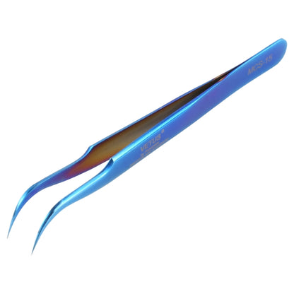 Pince à épiler courbée bleu vif Vetus MCS-15