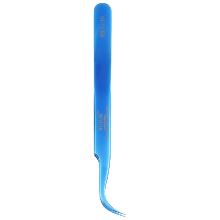 Pince à épiler courbée bleu vif Vetus MCS-15