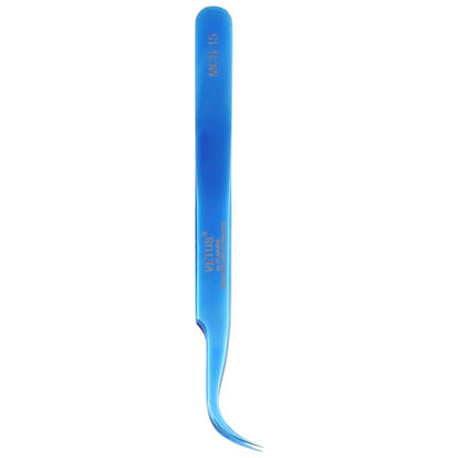 Pince à épiler courbée bleu vif Vetus MCS-15