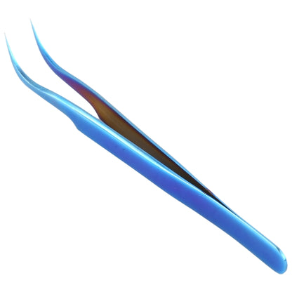 Pince à épiler courbée bleu vif Vetus MCS-15