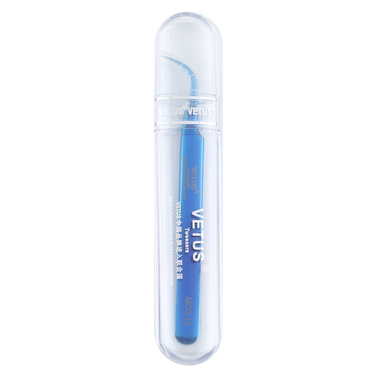 Pince à épiler courbée bleu vif Vetus MCS-15