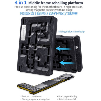 Qianli – plate-forme de reballage à cadre central 4 en 1, pour iPhone 12/12 Pro/12 Mini/12 Pro Max