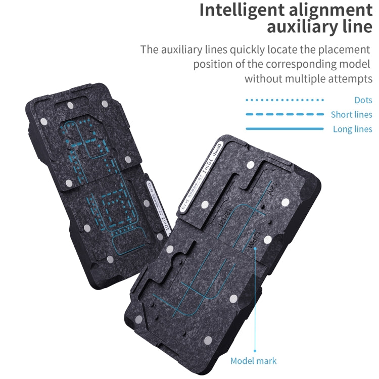 Qianli – plate-forme de reballage à cadre central 10 en 1, pour iPhone X / XS / XS Max / 11/11 Pro / 11 Pro Max / 12 / 12 Pro / 12 mini / 12 Pro Max