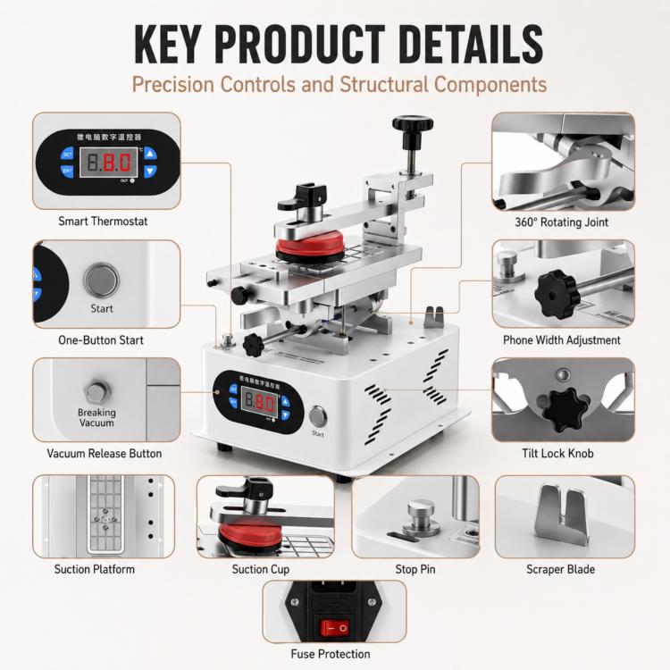 TBK 988C – séparateur rotatif LCD, dissolvant de cadre central