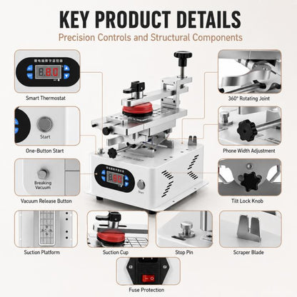 TBK 988C – séparateur rotatif LCD, dissolvant de cadre central