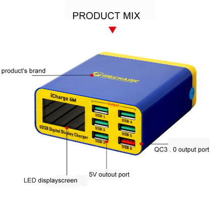 Mécanicien icharge 6M QC 3.0 USB chargeur intelligent prise en charge charge rapide avec LCD, prise ue