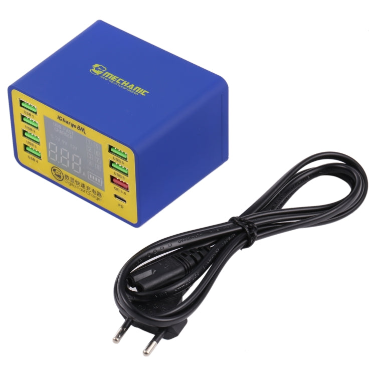 Mécanicien icharge 8M QC 3.0 USB chargeur intelligent prise en charge charge rapide avec LCD, prise ue