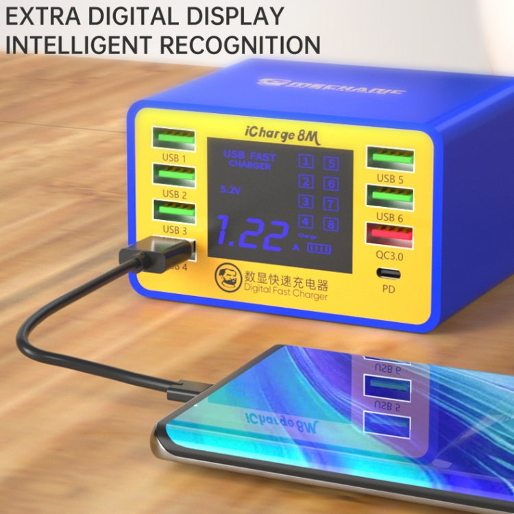 Mécanicien icharge 8M QC 3.0 USB chargeur intelligent prise en charge charge rapide avec LCD, prise ue