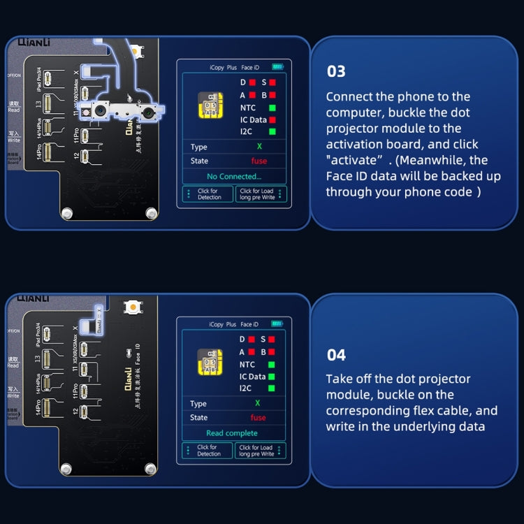 Carte de récupération et d'activation spécialisée QianLi iCopy Plus pour iPhone X à 14