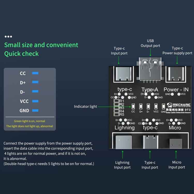 Carte de détection de câble de données USB DT3, testeur de commutation marche-arrêt de court-circuit