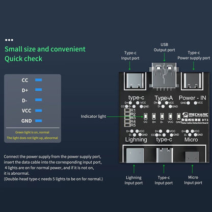 Carte de détection de câble de données USB DT3, testeur de commutation marche-arrêt de court-circuit