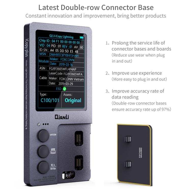 Pour iPhone 6 - 14 Pro Max 5 en 1 Qianli iCopy Plus 2.2 Ensemble de programmeur de détection de réparation, Prise : US, 5 in 1