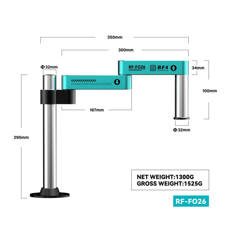 Support de microscope à bras pivotant réglable en hauteur et rotation à 360° RF4 RF-FO26, RF4 RF-FO26