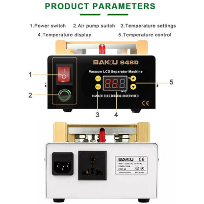 Machine de séparation de panneau tactile LCD antistatique sous vide BAKU BK-948D 500 W, prise américaine AC 110 V