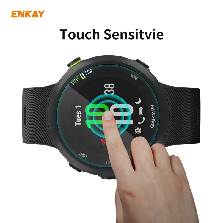 2 PCS ENKAY Hat-Prince 0.2mm 9H 2.15D Bord Incurvé Protecteur D'écran En Verre Trempé Film De Montre, For Garmin Forerunner 45 / 45S, For Garmin Forerunner 735 / 735XT, For Garmin Instinct Tactical, For Garmin Approach S62, For Garmin Swim 2