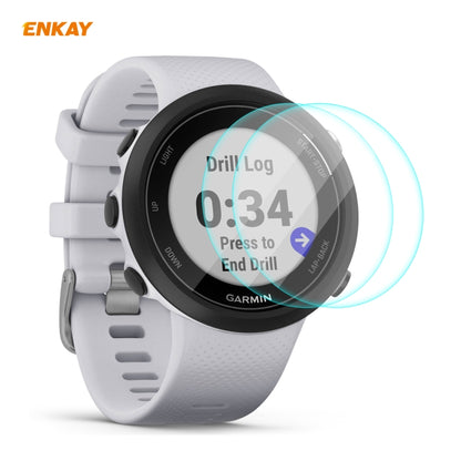 2 PCS ENKAY Hat-Prince 0.2mm 9H 2.15D Bord Incurvé Protecteur D'écran En Verre Trempé Film De Montre, For Garmin Forerunner 45 / 45S, For Garmin Forerunner 735 / 735XT, For Garmin Instinct Tactical, For Garmin Approach S62, For Garmin Swim 2
