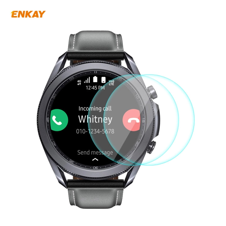 2 PCS ENKAY Hat-Prince 0.2mm 9H 2.15D Bord Incurvé Protecteur D'écran En Verre Trempé Film De Montre, For Samsung Galaxy Watch 3 45mm, For Samsung Galaxy Watch 3 41mm