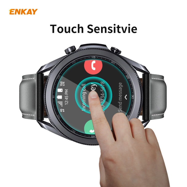 2 PCS ENKAY Hat-Prince 0.2mm 9H 2.15D Bord Incurvé Protecteur D'écran En Verre Trempé Film De Montre, For Samsung Galaxy Watch 3 45mm, For Samsung Galaxy Watch 3 41mm