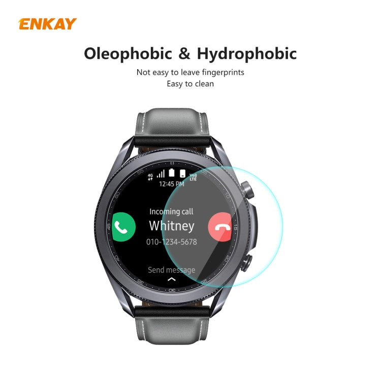 2 PCS ENKAY Hat-Prince 0.2mm 9H 2.15D Bord Incurvé Protecteur D'écran En Verre Trempé Film De Montre, For Samsung Galaxy Watch 3 45mm, For Samsung Galaxy Watch 3 41mm