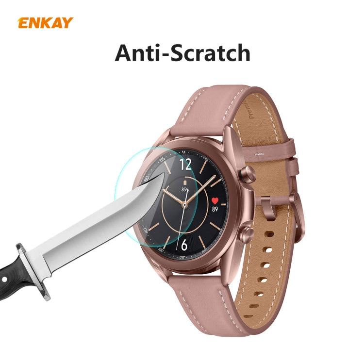 2 PCS ENKAY Hat-Prince 0.2mm 9H 2.15D Bord Incurvé Protecteur D'écran En Verre Trempé Film De Montre, For Samsung Galaxy Watch 3 45mm, For Samsung Galaxy Watch 3 41mm